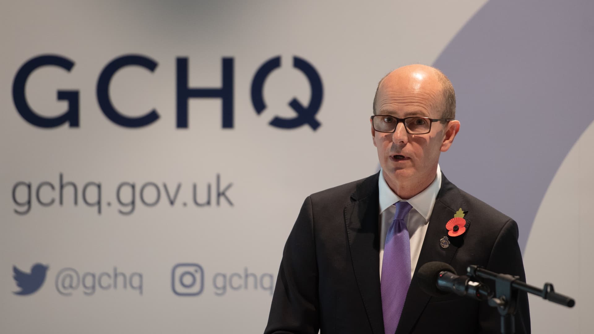 Jeremy Fleming, director of U.K. intelligence agency GCHQ, pictured in November 2019. Fleming delivered a speech in Canberra, Australia on Thursday in which he addressed the war in Ukraine.