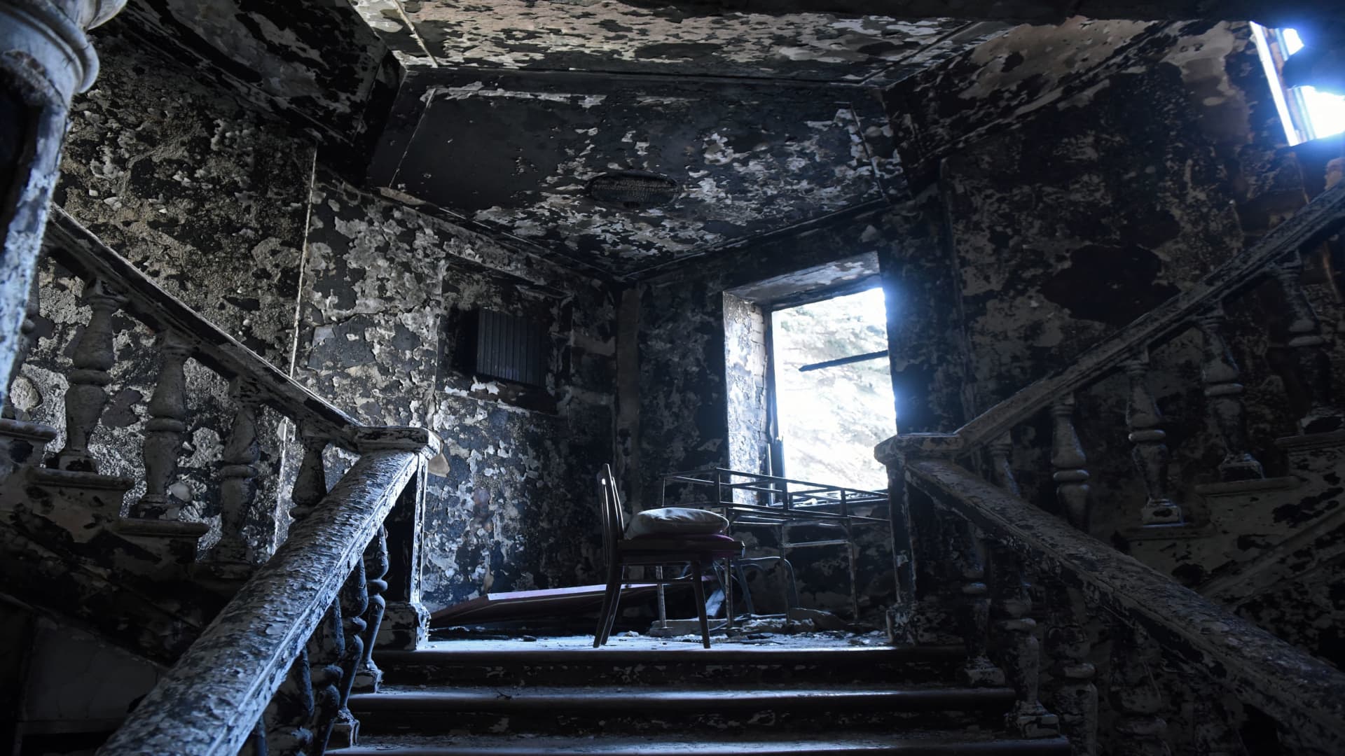 An interior view shows the theatre destroyed in the course of Ukraine-Russia conflict in the southern port city of Mariupol, Ukraine April 3, 2022. REUTERS/Stringer