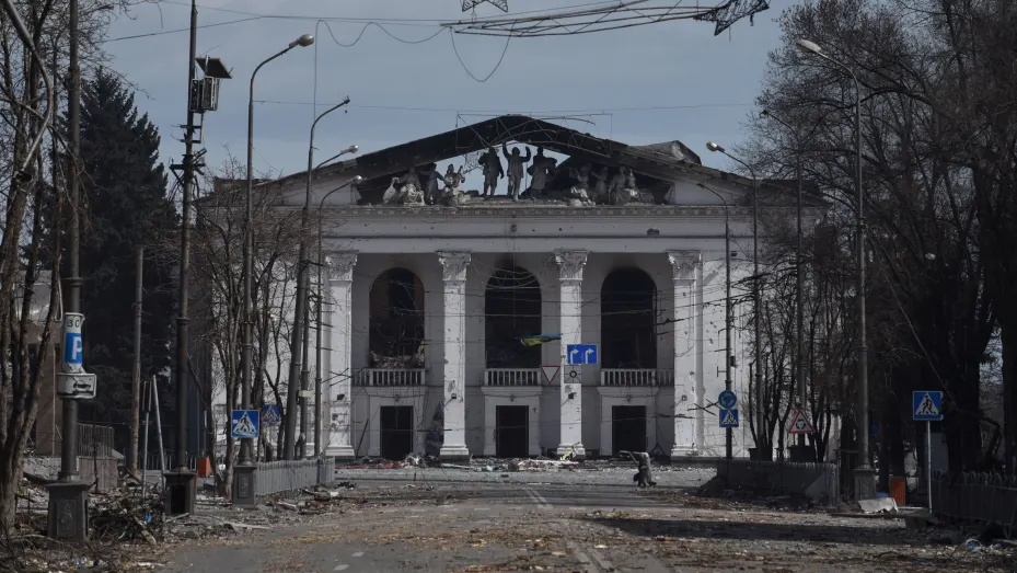 A view shows the building of a theatre destroyed in the course of Ukraine-Russia conflict in the southern port city of Mariupol, Ukraine April 3, 2022. REUTERS/Stringer