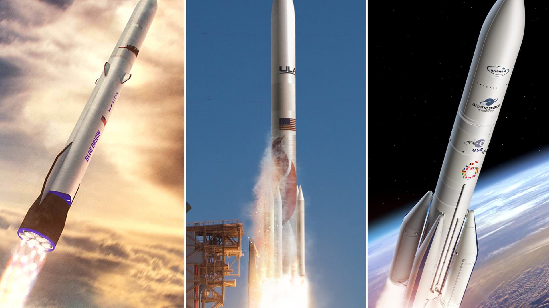 Amazon, Blue Origin, Arianespace 및 ULA와 Project Kuiper 인터넷 위성에 대한 미사일 계약 체결