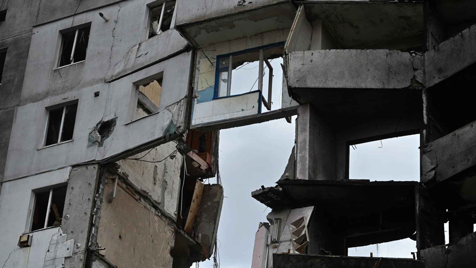 A destroyed building in Borodyanka on April 4, 2022.