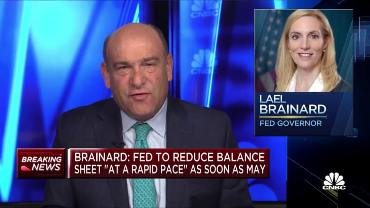 Fed governor Brainard: Fed to reduce balance sheet 'at a rapid pace'