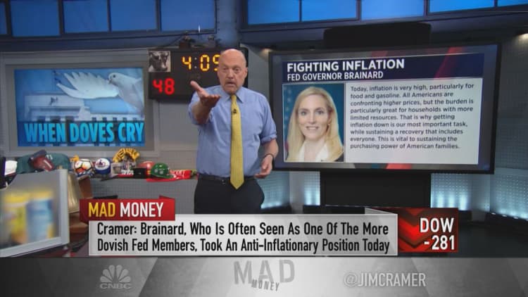 Jim Cramer explains what inflation comments from Fed's Brainard means for investors