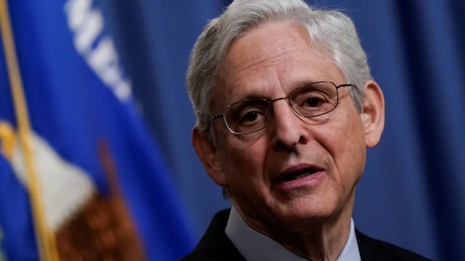 U.S. Attorney General Merrick Garland announces enforcement actions against Russia, during a news conference at the Justice Department in Washington, U.S., April 6, 2022. REUTERS/Elizabeth Frantz