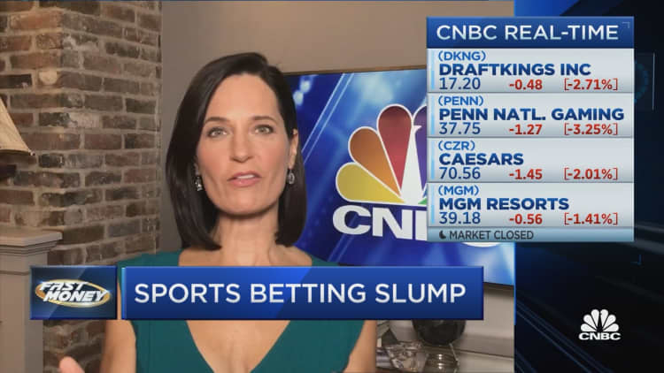 Sports betting stocks sink even as major event schedule heats up