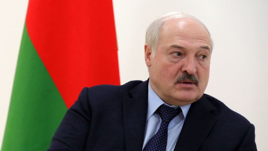 Belarusian President Alexander Lukashenko attends a meeting with Russian President Vladimir Putin at the Vostochny Cosmodrome in Amur Region, Russia April 12, 2022. Sputnik/Mikhail Klimentyev/Kremlin via REUTERS ATTENTION EDITORS - THIS IMAGE WAS PROVIDED BY A THIRD PARTY.