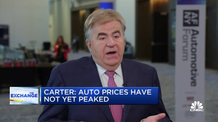 I don't believe auto prices have peaked, says Toyota North America VP Bob Carter
