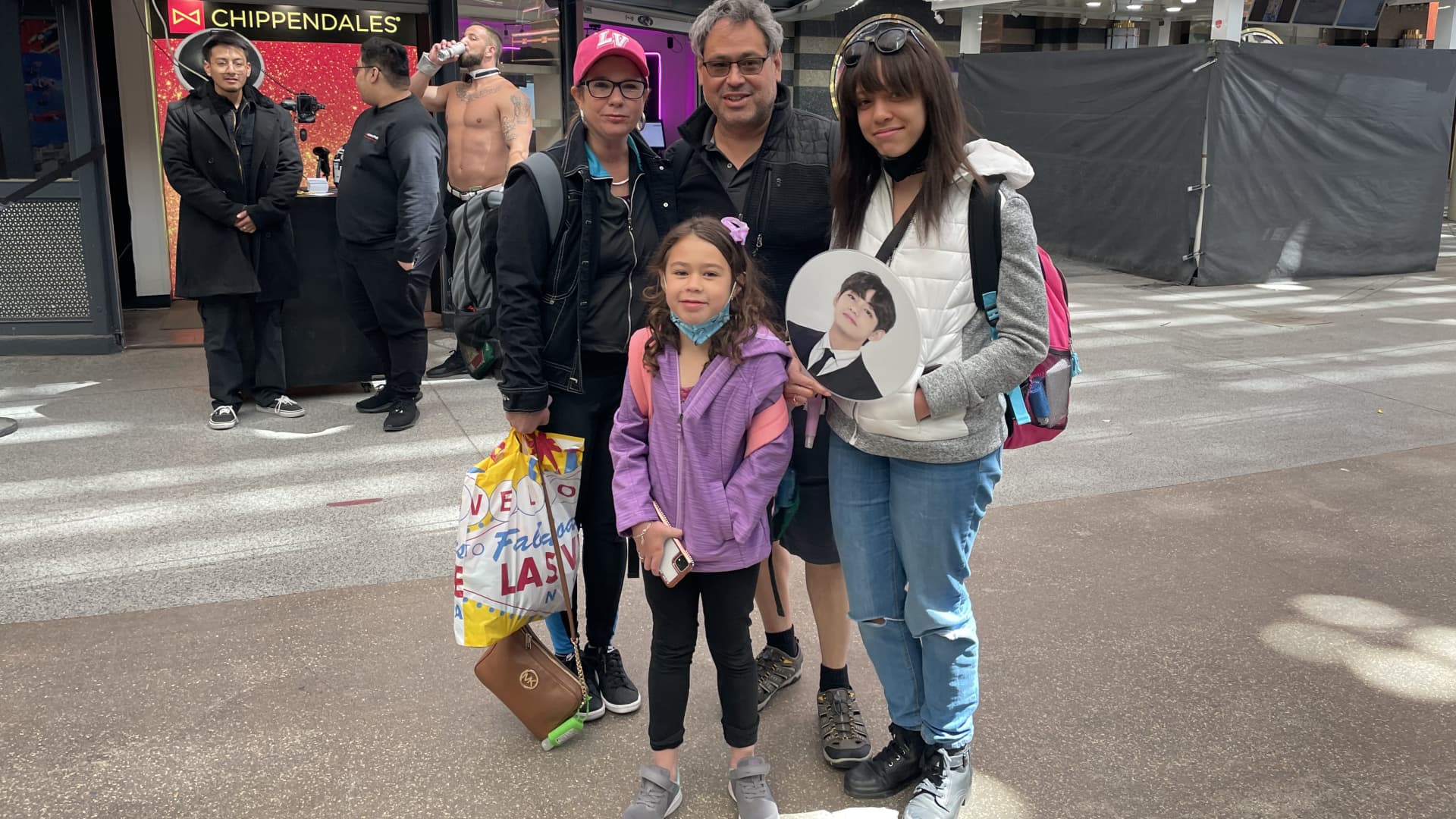 The Rojas family visiting Las Vegas from Colorado came to see the BTS concert at Allegiant stadium.  