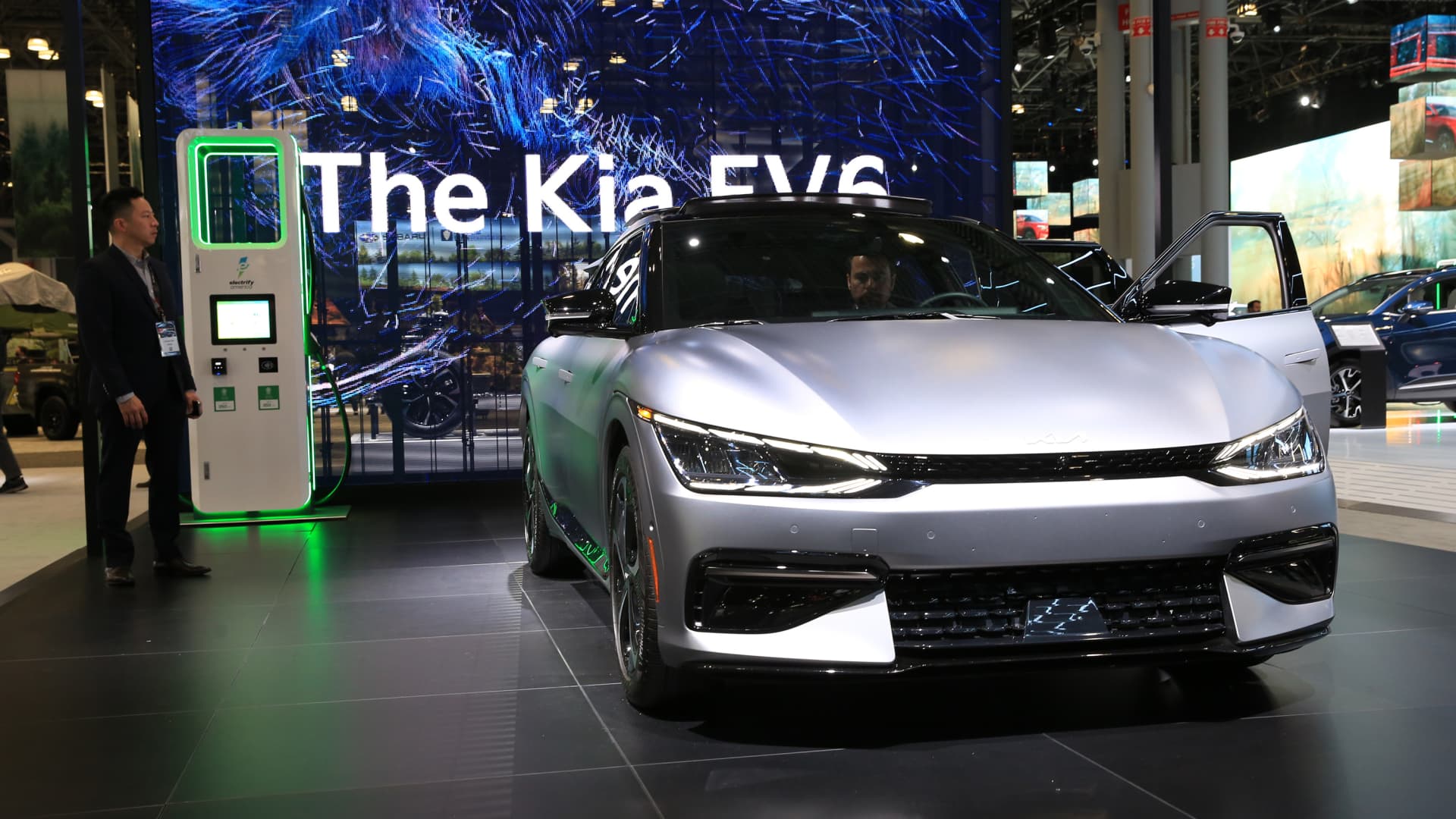 The Kia EV6 on display at the New York Auto Show, April 13, 2022.