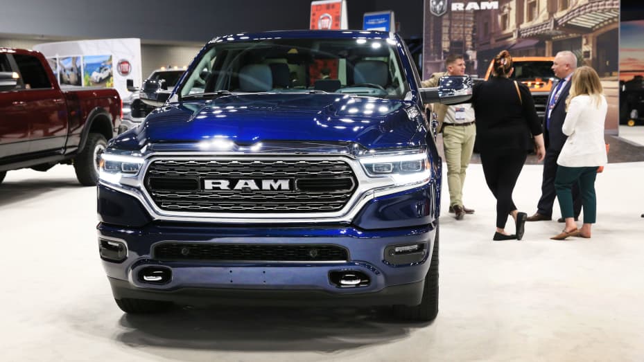 A RAM vehicle is displayed at the New York Auto Show, April 13, 2022.