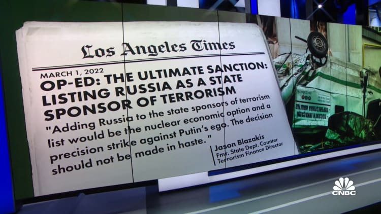 Zelenskyy asks U.S. to list Russia as state sponsor of terrorism