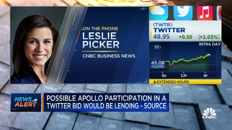 Apollo may participate in Twitter deal as lender