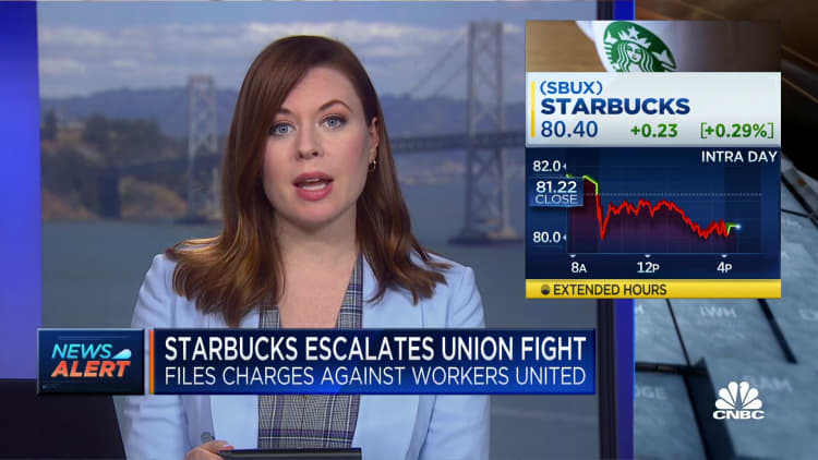 Starbucks escalates union fight, files charges against Workers United