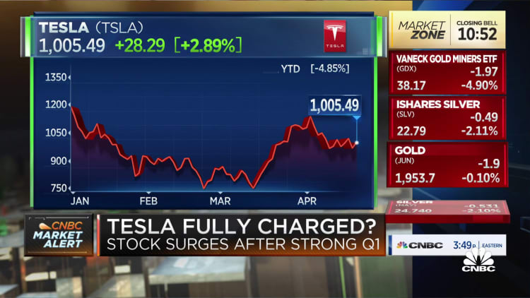 Tesla's stock surges after strong earnings