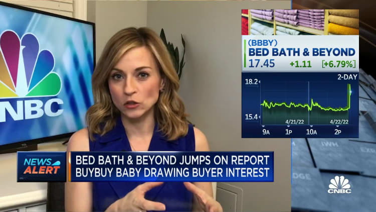 Bed Bath & Beyond jumps on report Buybuy Baby is drawing buyer interest