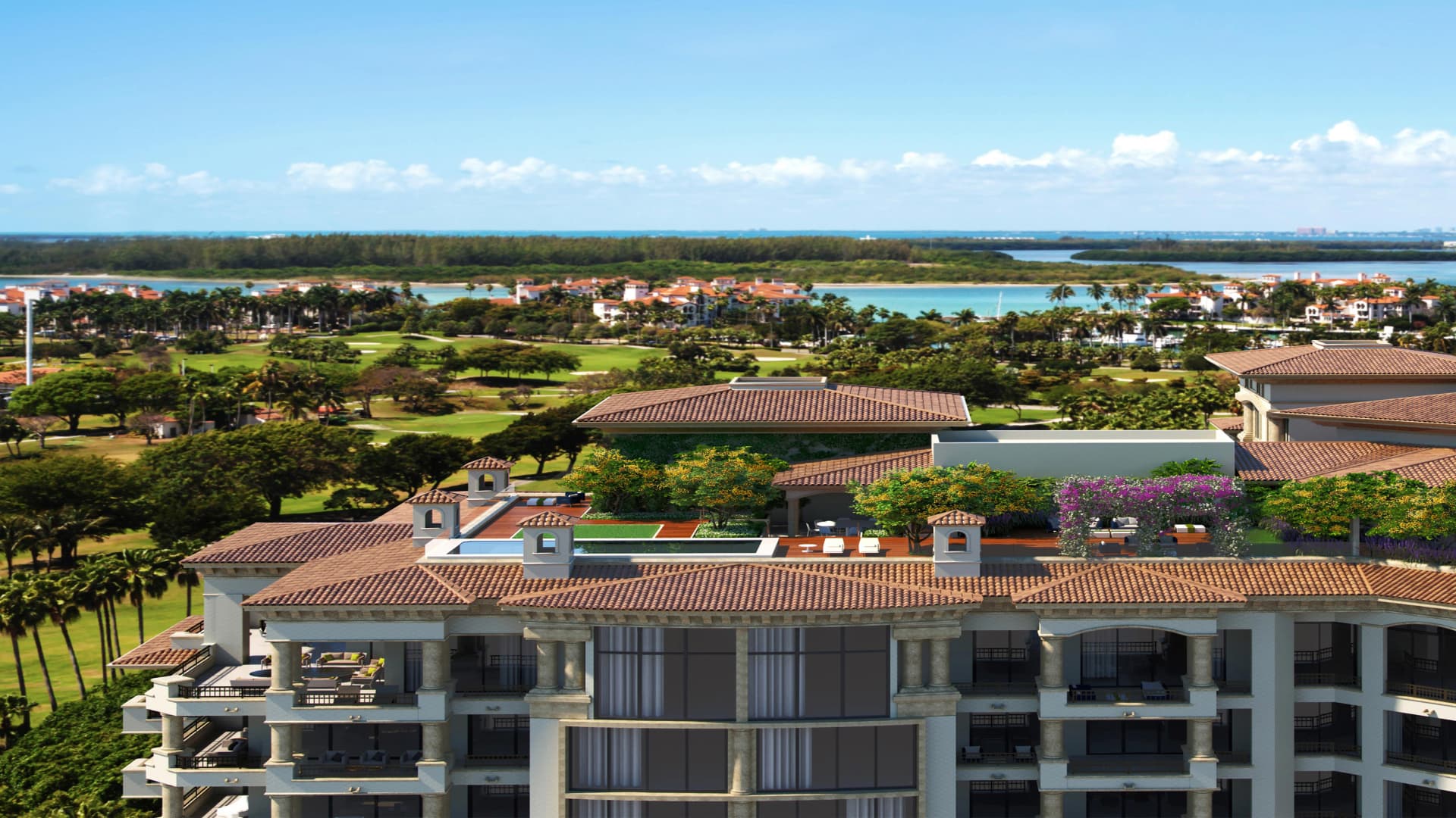 A rendering of the penthouse rooftop area atop Fisher Island's Palazzo Della Luna.