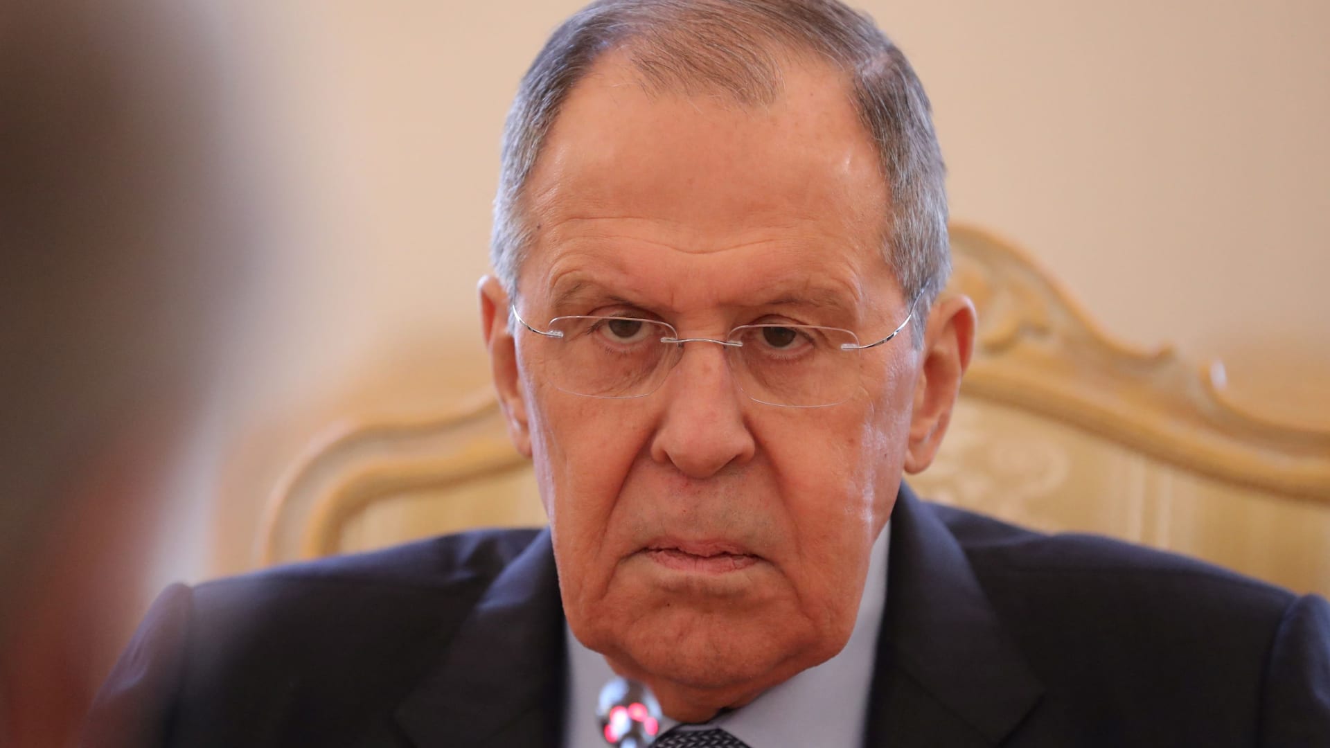 Russian Foreign Minister Sergei Lavrov looks on during his meeting with UN Secretary-General Antonio Guterres in Moscow, Russia, April 26, 2022.