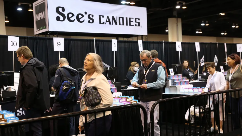 The counter at See's Candies, at the Berkshire Hathaway Annual Shareholders Meeting in Omaha, Nebraska.