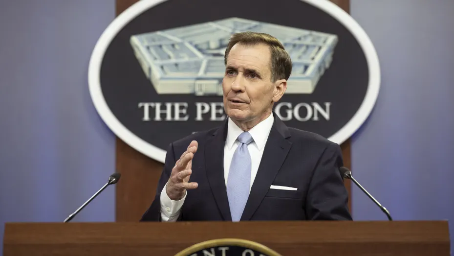 Pentagon Press Secretary John Kirby holds a news briefing at the Pentagon on May 02, 2022 in Arlington, Virginia. Kirby announced the return of public tours of the Pentagon as well as delivered an update on the ongoing Russian invasion of Ukraine.