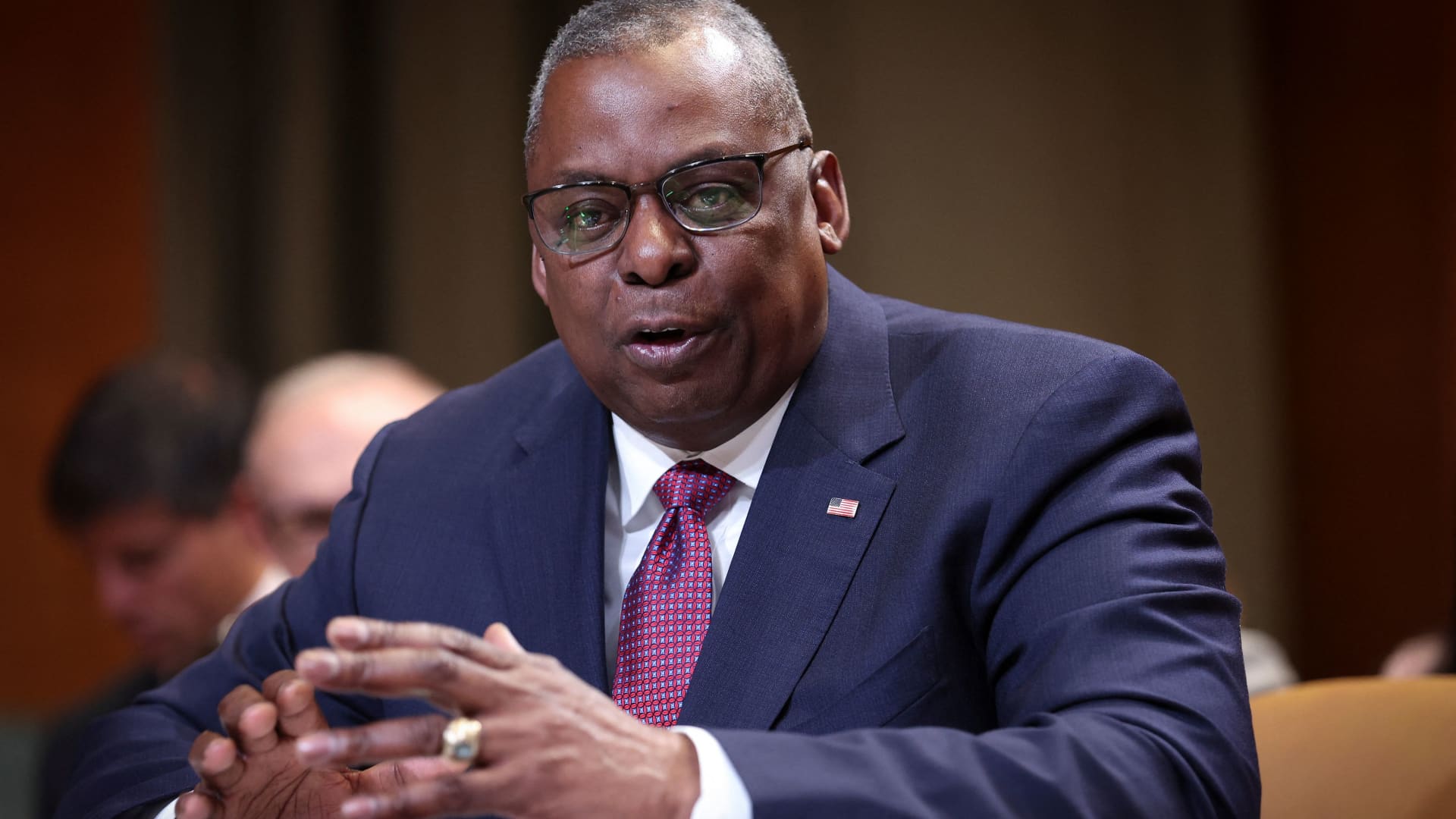 U.S. Secretary of Defense Lloyd Austin testifies before the Senate Appropriations Committee Subcommittee on Defense in Washington, U.S., May 3, 2022. The committee heard testimony to examine proposed budget estimates and justification for fiscal year 2023 for the Department of Defense. 