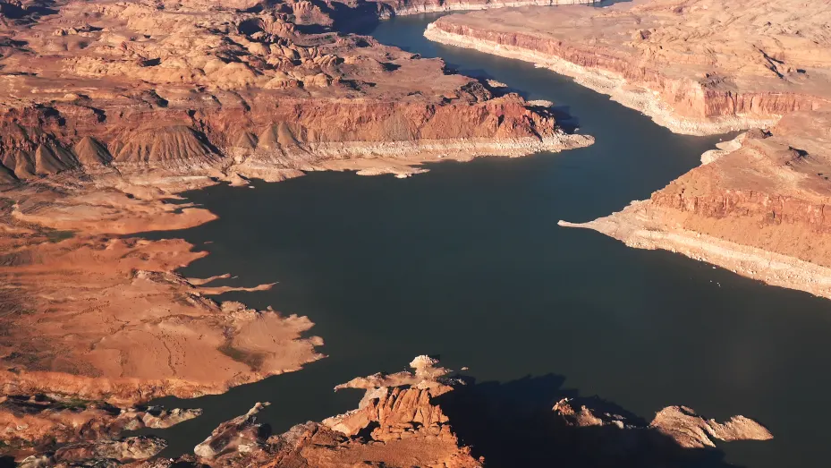 Water levels are at a historic low at Lake Powell on April 5, 2022 in Page, Arizona.