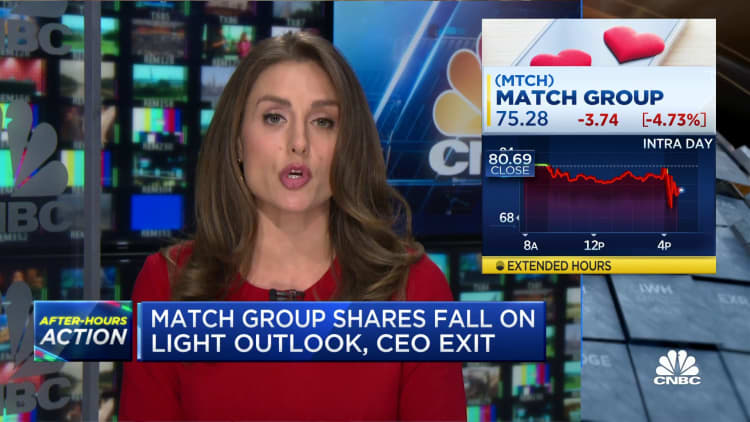 Match Group shares fall on light outlook and CEO exit