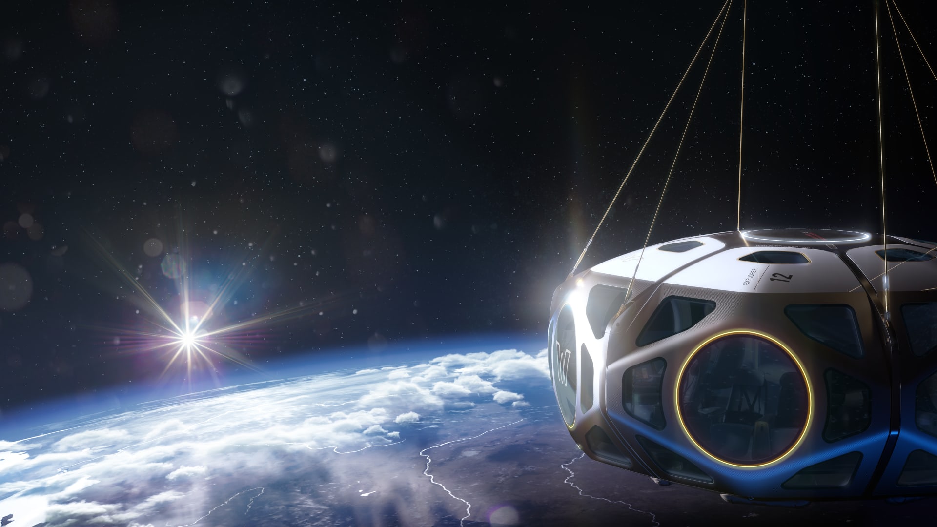 A rendering of one of World View's space capsules, which are set to launch from spaceports near the United States' Grand Canyon and Australia's Great Barrier Reef in 2024.