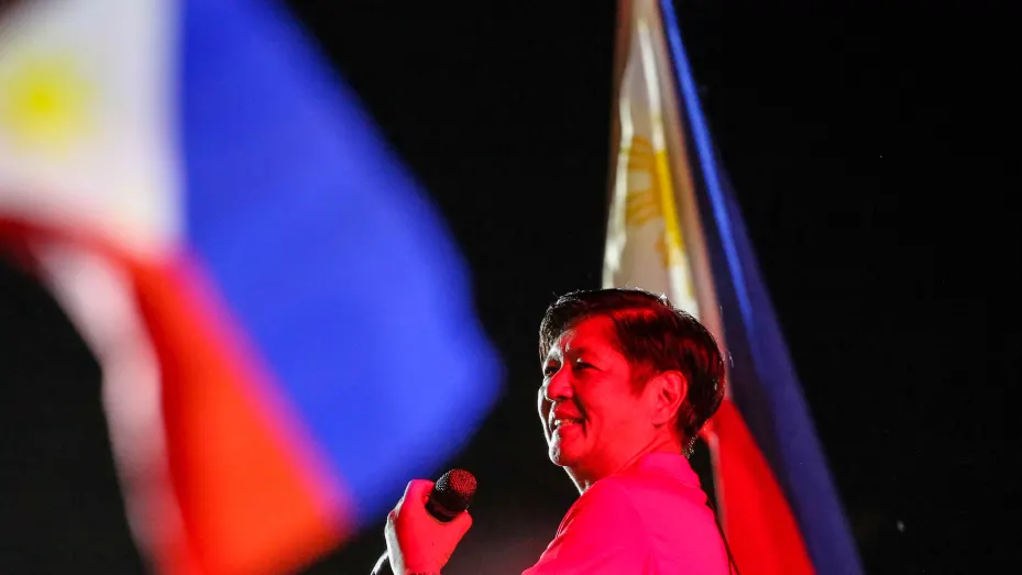Marcos Jr seen here addressing a rally in suburban Manila in April. The Marcos name has lost its menace for a new generation of Filipinos which has grown up with no memory of the brutal martial law era of the last century.