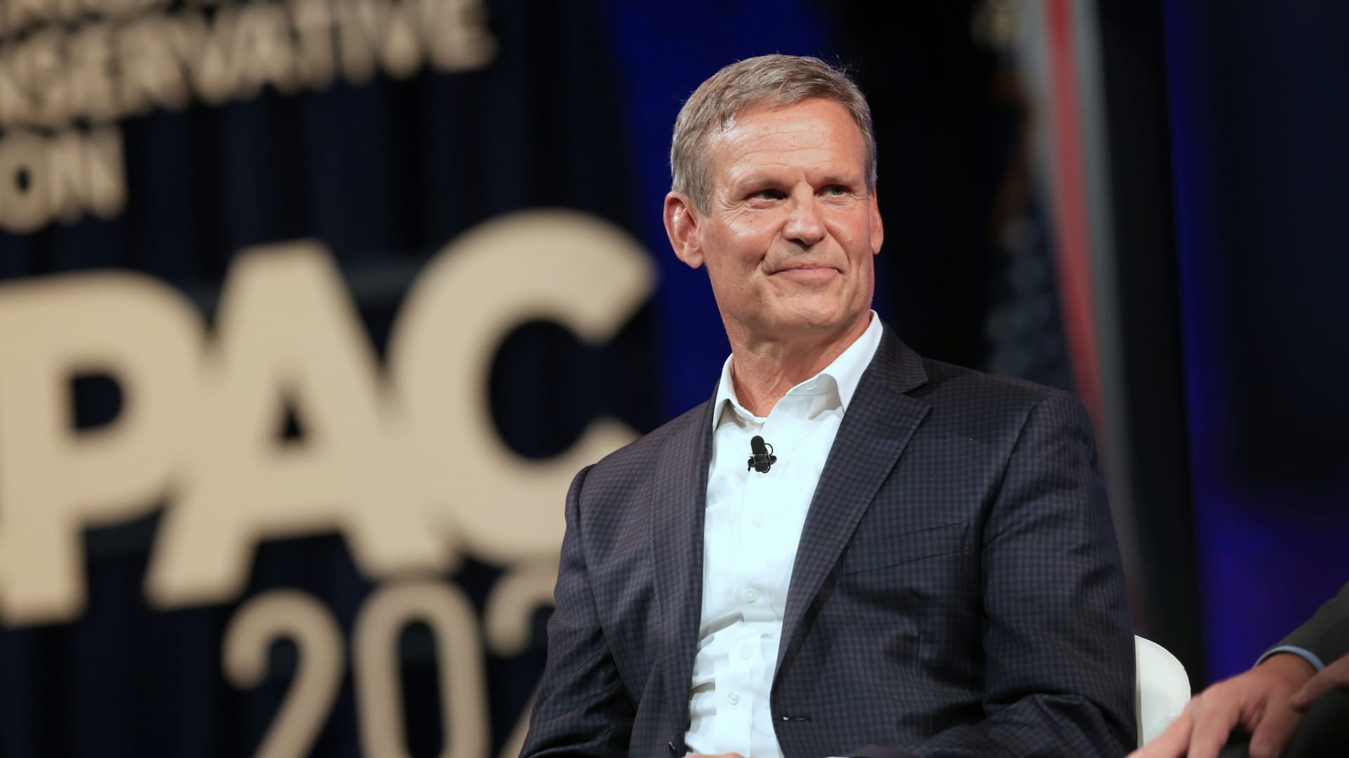 Bill Lee, governor of Tennessee, smiles during the Conservative Political Action Conference (CPAC) in Dallas, Texas, U.S., on Saturday, July 10, 2021.