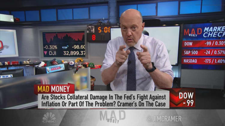 Jim Cramer warns investors that Fed's fight against inflation will further beat down 'formerly high-flying stocks'