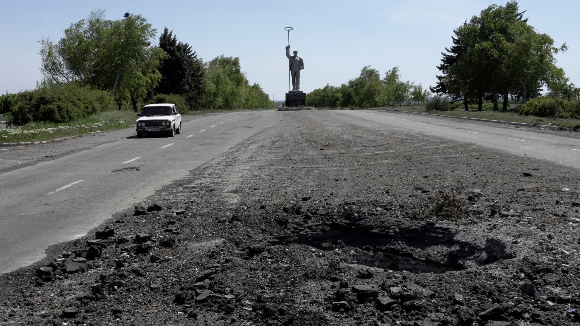 A view of Ukraine's besieged port city of Mariupol on May 8, 2022.