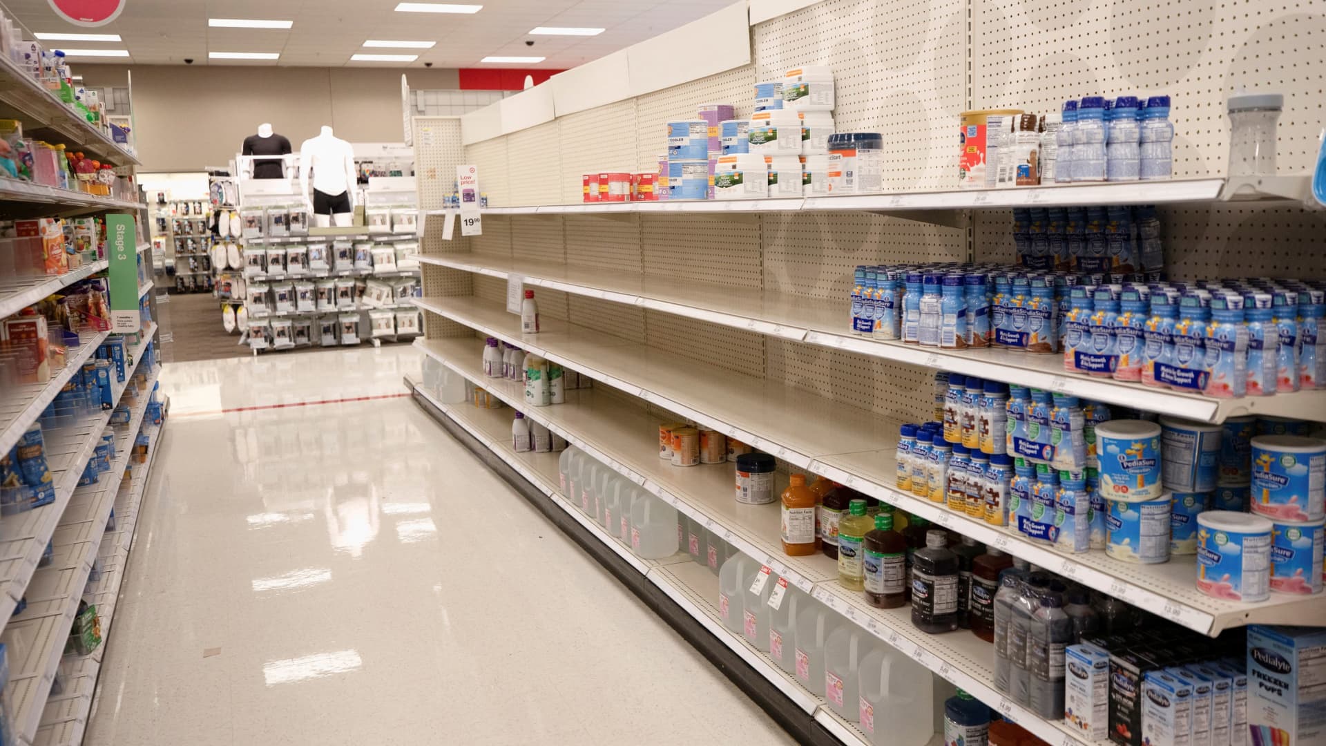 Empty shelves show a shortage of baby formula at a Target store in San Antonio, Texas, May 10, 2022.