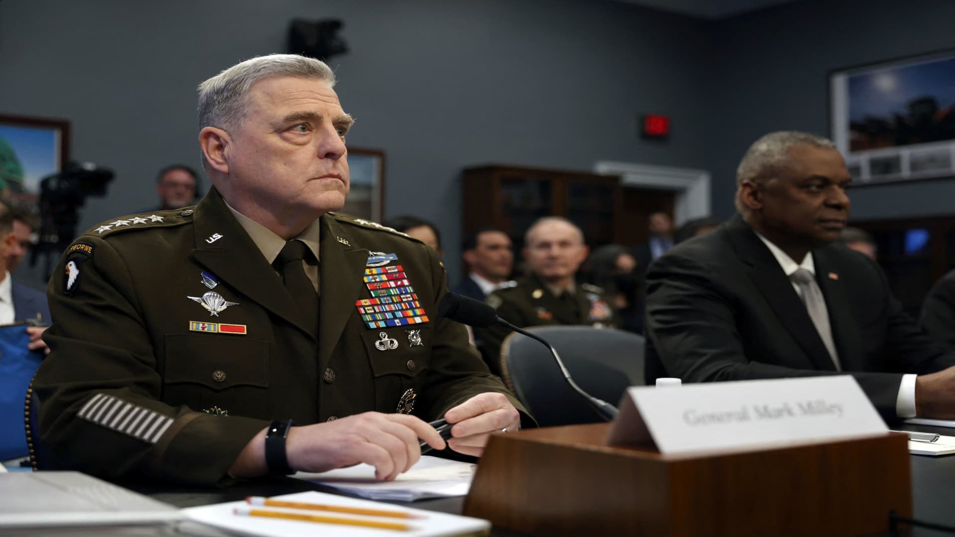 U.S. Army General Mark Milley, chairman of the Joint Chiefs of Staff arrives at a House Appropriations Defense Subcommittee hearing on the Defense Department budget request, on Capitol Hill in Washington, U.S., May 11, 2022. 