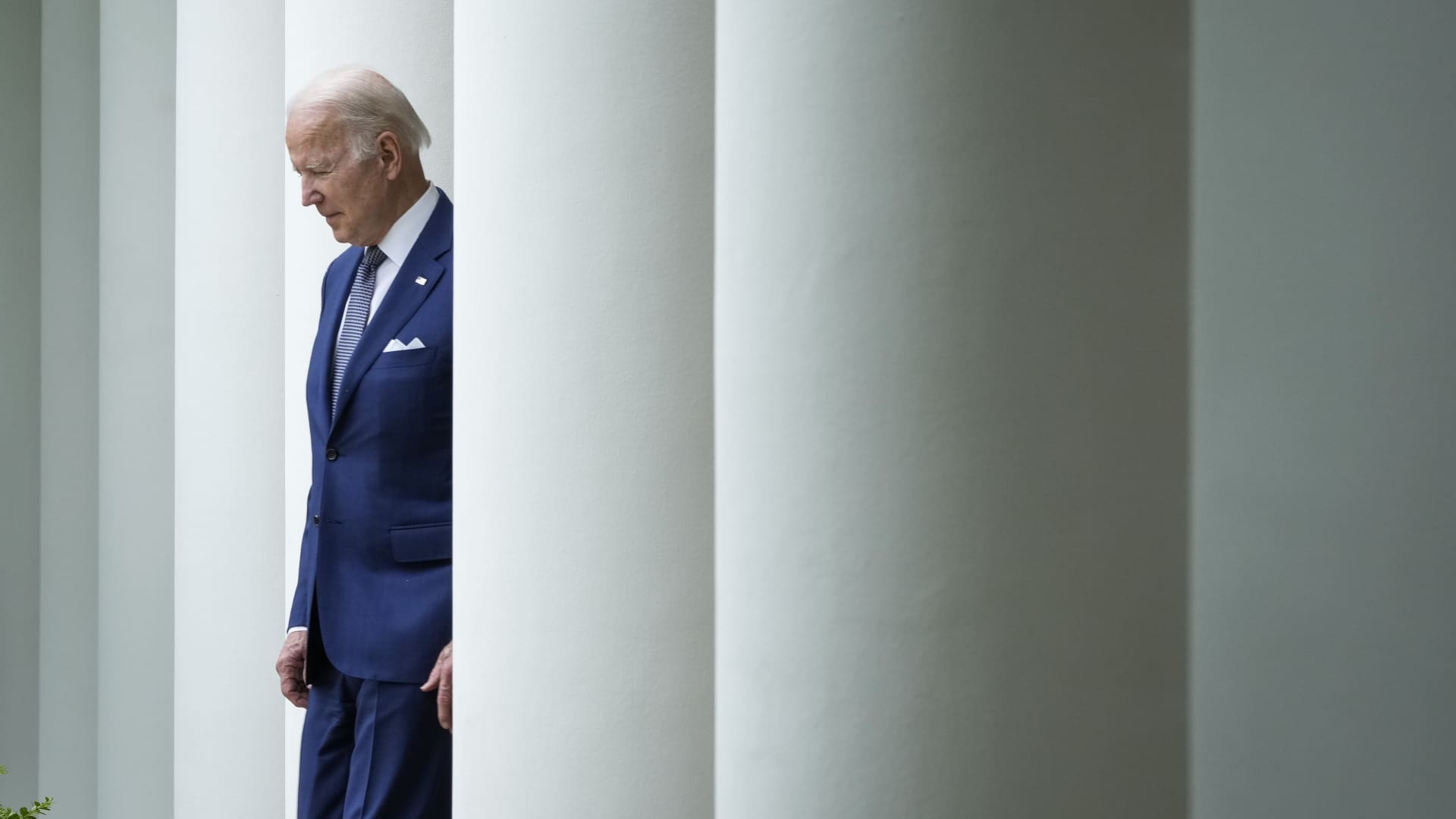 U.S. President Joe Biden arrives to speak in the Rose Garden of the White House on May 13, 2022 in Washington, DC.