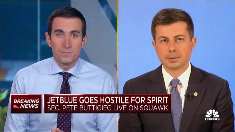 Transportation Sec. Pete Buttigieg weighs in on JetBlue's hostile bid for Spirit Airlines
