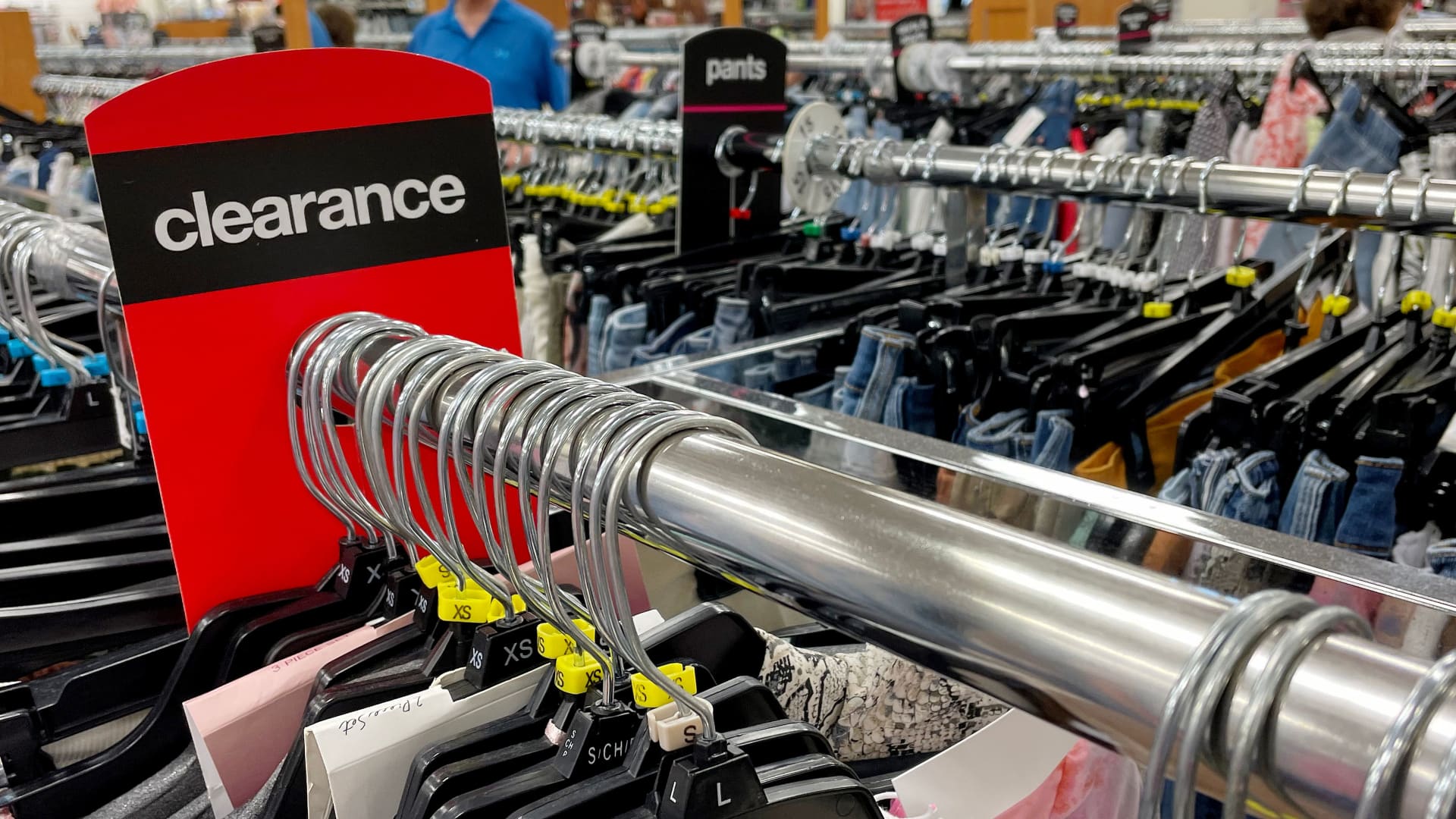 The clearance rack at T.J. Maxx clothing store in Annapolis, Maryland, on May 16, 2022, as Americans brace for summer sticker shock as inflation continues to grow.