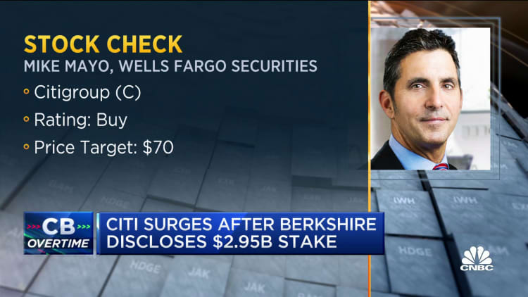 Wells Fargo's Mike Mayo says there's a chance for Citi shares to head higher