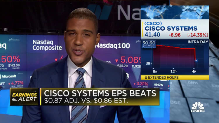 Cisco Systems beats on earnings, but sinks on revenue miss