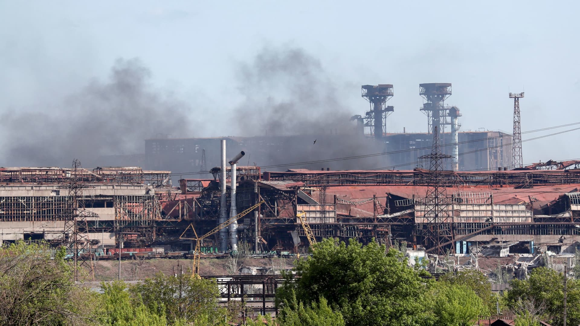 A view shows Azovstal steel mill during Ukraine-Russia conflict in the southern port city of Mariupol, Ukraine May 20, 2022.