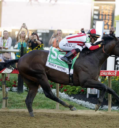 Early Voting holds off Epicenter to win the Preakness Stakes