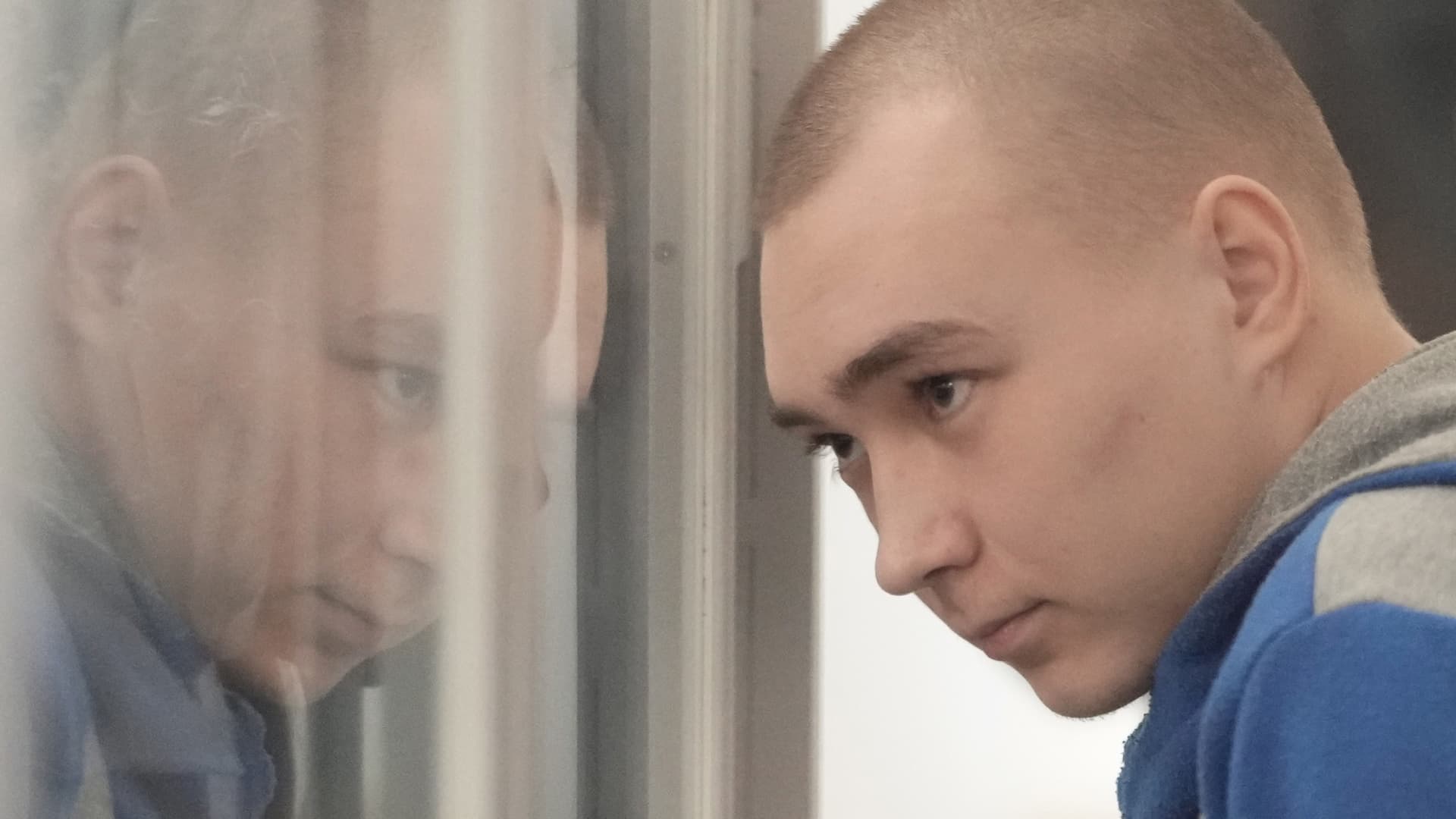 Sgt. Vadim Shishimarin of the Russian army appears at a sentencing hearing on May 23, 2022 in Kyiv, Ukraine.