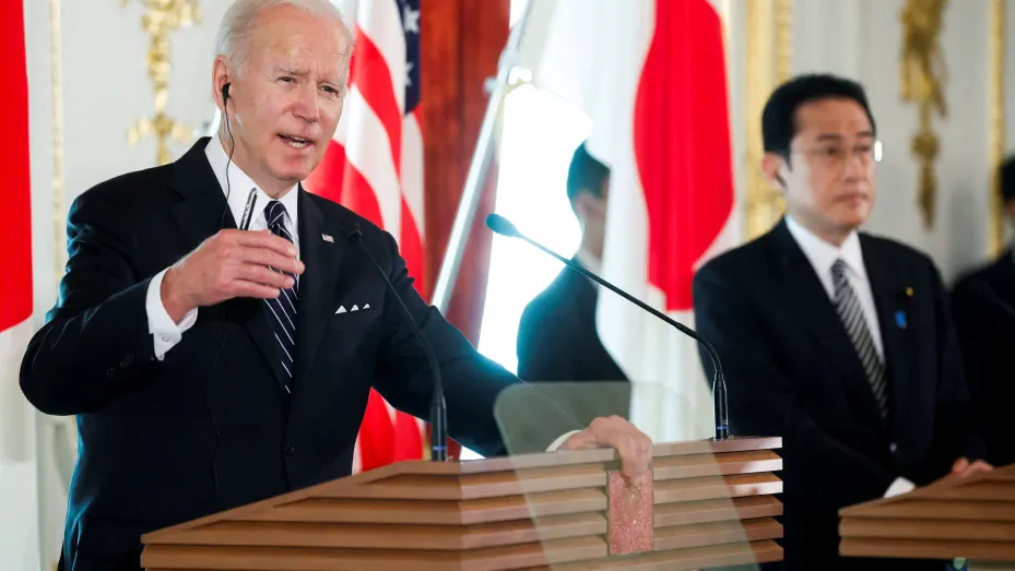 U.S. President Joe Biden speaks during a joint news conference with Japan's Prime Minister Fumio Kishida after their bilateral meeting at Akasaka Palace in Tokyo, Japan, May 23, 2022. REUTERS/Jonathan Ernst