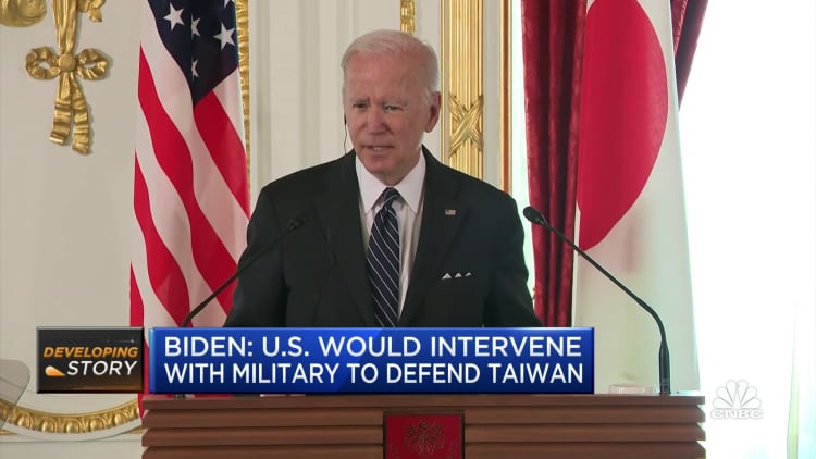 Biden: U.S. would intervene militarily to defend Taiwan
