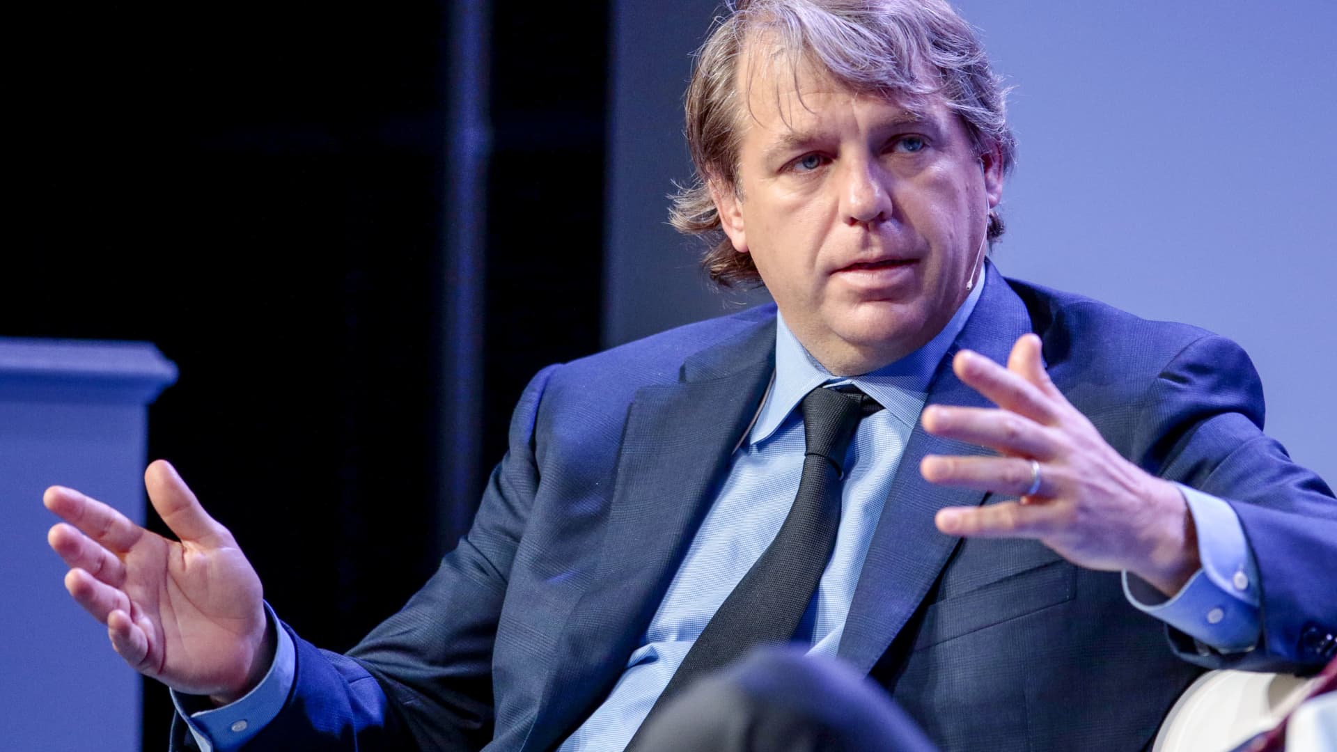 Todd Boehly, founder and chief executive officer of Eldridge Industries LLC, speaks during the Milken Institute Global Conference in Beverly Hills, California, on Tuesday, April 30, 2019.