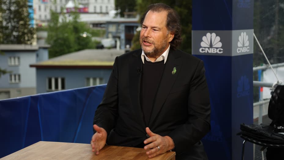 Marc Benioff, CEO of Salesforce, at the WEF in Davos, Switzerland on May 25th, 2022. 