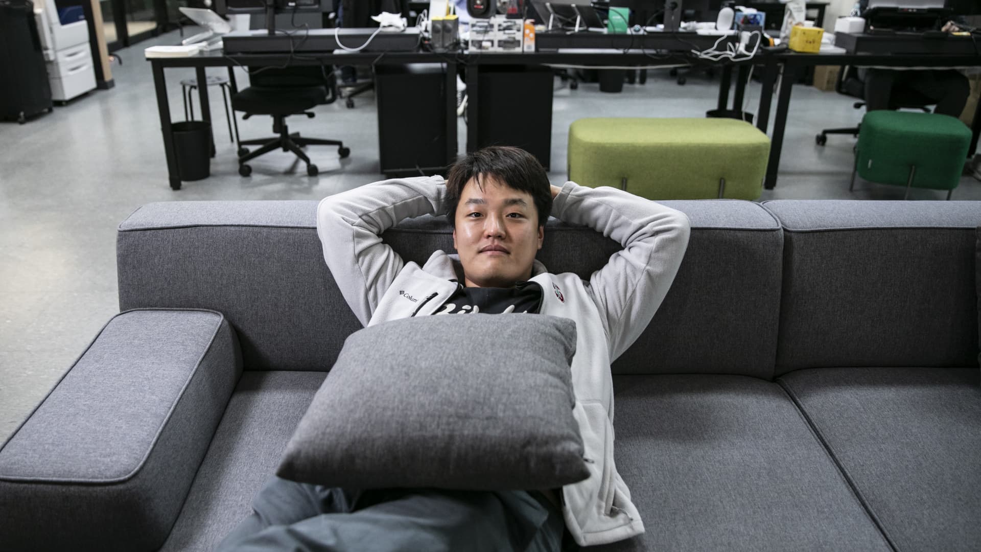 Do Kwon, co-founder and chief executive officer of Terraform Labs, poses in the company's office in Seoul, South Korea, on Thursday, April 14, 2022.
