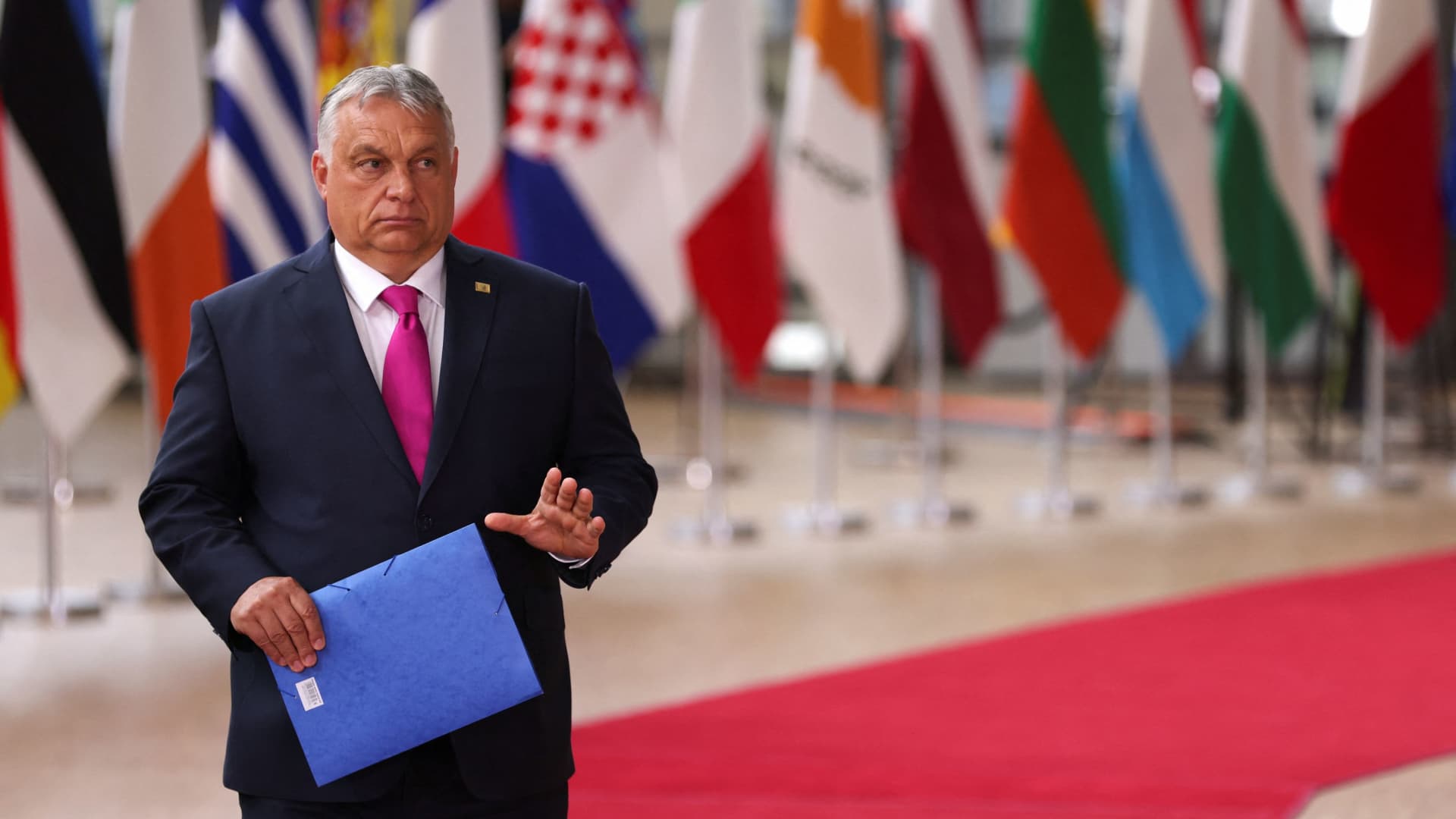 Hungary's Prime Minister Viktor Orban arrives for the European Union leaders summit, as EU's leaders attempt to agree on Russian oil sanctions in response to Russia's invasion of Ukraine, in Brussels, Belgium May 30, 2022. 