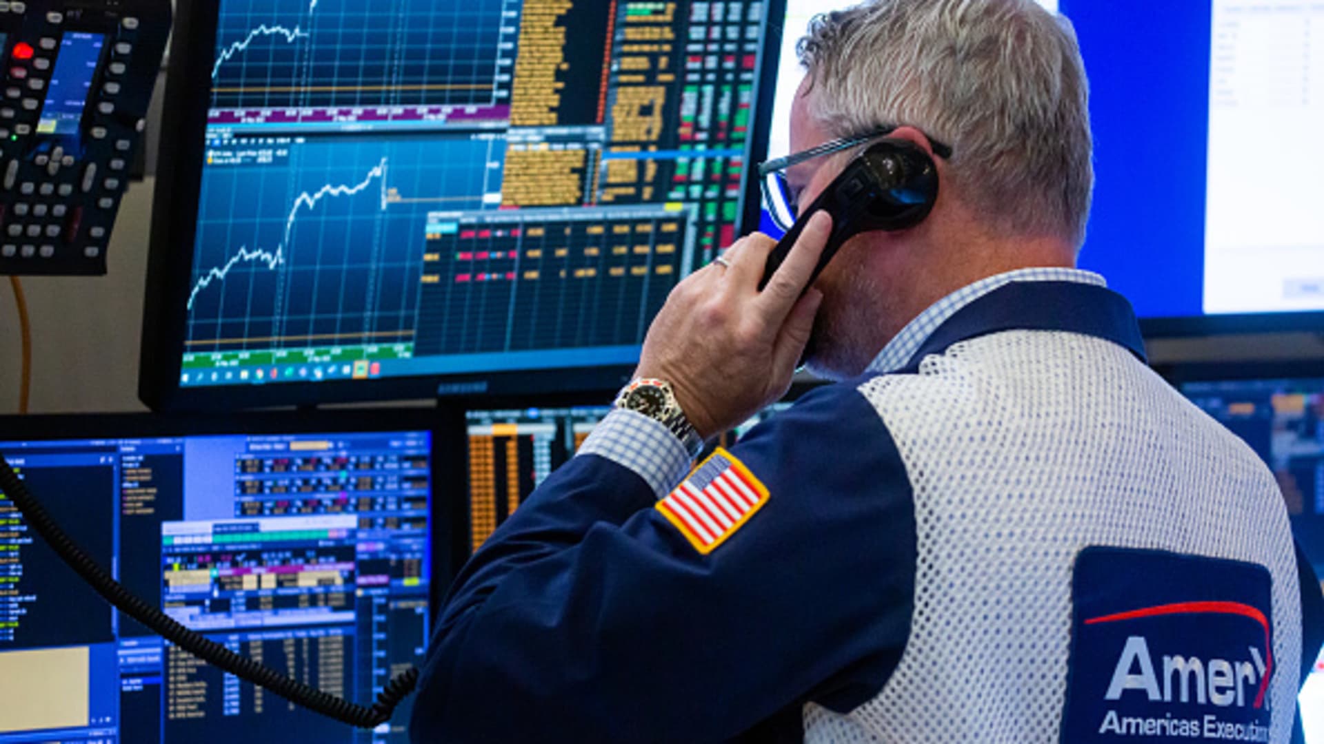 A trader works on the floor of the New York Stock Exchange (NYSE) in New York, on Tuesday, May 31, 2022.