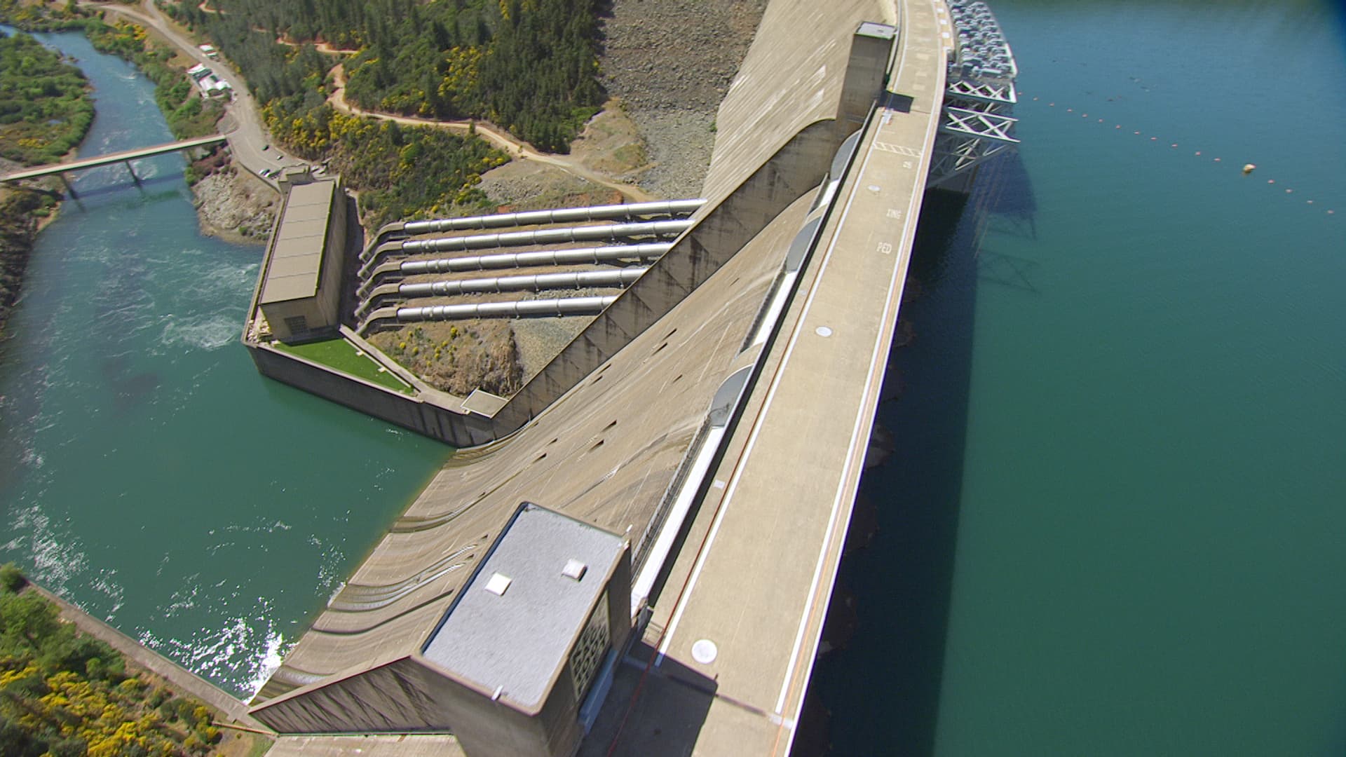The Shasta Dam in Shasta County, California began generating power in 1945.