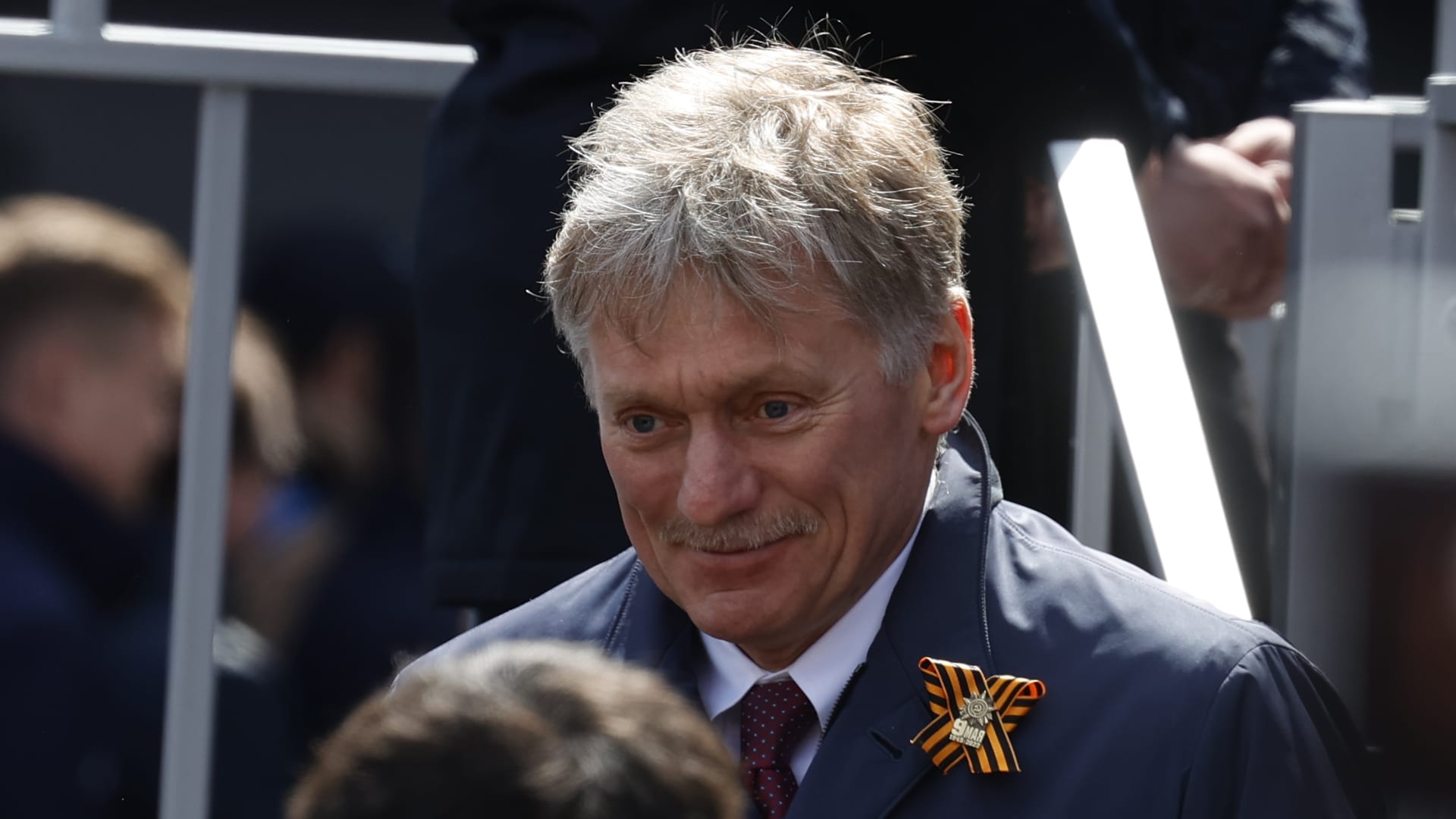 Kremlin spokesman Dmitry Peskov at an event during Russia's Victory Day commemorations in Moscow on May 9, 2022.